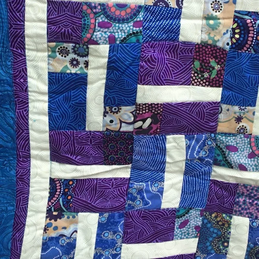 NWT Hand Crafted Blue & Purple Quilt